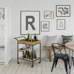 Serving Station with Glass Racks – Mango Wood & Iron Bar Cart on Wheels