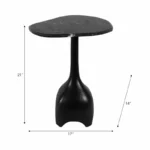 Contemporary Accent Table with Marble Top – Black Metal Side Table - Image 4