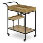 Serving Station with Glass Racks – Mango Wood & Iron Bar Cart on Wheels - Image 7