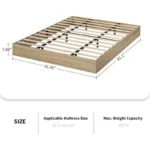 Solid Wood Platform Bed Frame with Sturdy Wooden Slats – Floor-Standing Design - Image 3