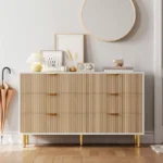 Modern 6-Drawer Dresser for Bedroom with Gold Handles – Large Storage Dresser - Image 3