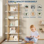 6-Tier Industrial Bookshelf – 71 Inch Tall Narrow Storage Rack with Metal Frame - Image 5