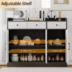 Sideboard Buffet Cabinet with Adjustable Shelves, 3 Doors & 3 Drawers - Image 3