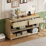 Vintage Console Table for Entryway with Drawers and Shelves - Image 5
