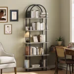 5-Tier Arched Open Bookshelf – Tall Metal Frame Display Rack for Home & Office - Image 6