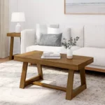 Solid Wood Coffee Table for Living Room, Rectangular Center Table