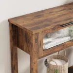 Entryway Table – Wood Console Table with 2 Glass Drawers - Image 2