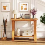 Storage Shelf Solid Teak Wood Console Table - Image 4