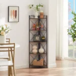 5-Tier Corner Storage Cabinet – Wooden Shelves with Metal Frame