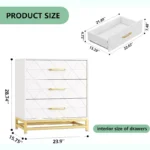 Wooden Chest of Drawers with Metal Handles – Compact 3-Drawer Storage Unit - Image 5