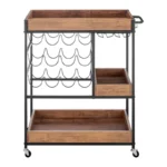 Wood and Metal Rolling Farmhouse Style Bar Cart – Brown & Black Finish - Image 5