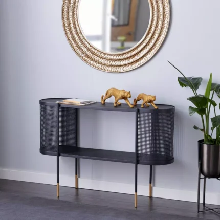 Contemporary Metal Oval Console Table in Black – Olivia & May