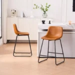 Bar Stools Set of 2 with Faux Leather Upholstery – Modern & Comfortable Seating - Image 5