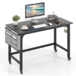 Rolling Computer Desk with Metal Frame – Mobile PC & Laptop Table - Image 3