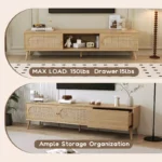 Modern Farmhouse Media Console for TVs Up to 80 Inches – Hardwood TV Stand - Image 4