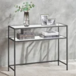 Entryway Console Table with Black Steel Frame and Brown Tabletop - Image 2