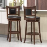 Swivel Round Counter / Bar Height Stools – Solid Rubberwood Frame - Image 2