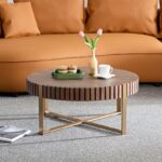 Glass Coffee Table with Gold-Accent Tempered Glass Top & Metal Frame - Image 5