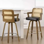 Leather Upholstered Bar Chairs with Back & Arms – Comfortable and Supportive Design - Image 4
