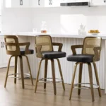Leather Upholstered Bar Chairs with Back & Arms – Comfortable and Supportive Design - Image 2