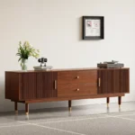 Mid-Century Modern TV Stand – 70.9-Inch Media Console with Metal Hardware - Image 4