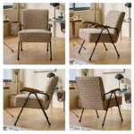 Modern Upholstered Armchair with Metal Legs and Thick Cushion - Image 2