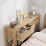 Wood Console Table with 2 Drawers – 2-Tier Sofa Table with Storage Shelf - Image 3