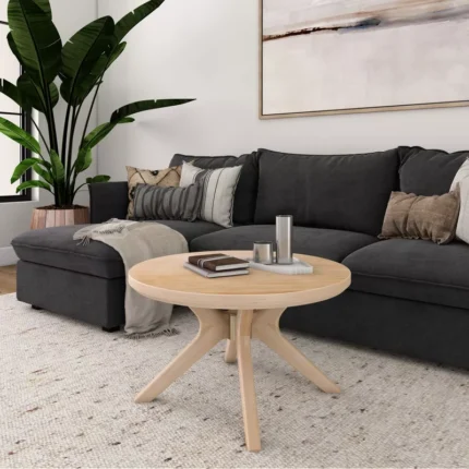 Plank + Beam Cross Leg Modern Coffee Table, 30" Solid Wood Table