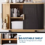 Sideboard Buffet Cabinet with Fluted Design & Sliding Doors - Image 3