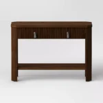 Fluted Wooden Console Table in Brown Finish - Image 4