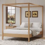 Queen/King Size Four Poster Platform Bed – Solid Wood Bed Frame