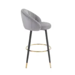 Modern Velvet Upholstered Bar Stools Set of 2 – Metal Frame with Cushioned Seat - Image 3