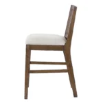 Rattan Upholstered Counter Height Stools with Rubberwood Frame – Mid Back, Set of 2 - Image 3