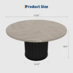 Round Wooden Dining Table with Metal Pedestal Base – Black Finish - Image 3