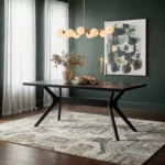 72" Cross-Leg Rectangular Dining Table for 6 – Multicolor Wood Top with Black Criss-Cross Base - Image 2