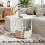 Small Round Side Table with Storage – Modern White End Table - Image 4