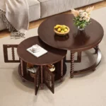 Wood Coffee Table with 2 Open Storage Shelves - Image 5