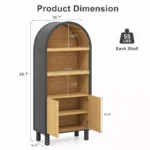 EROMMY 5-Tier Arched Bookcase with Open Shelves & Storage Cabinet - Image 5