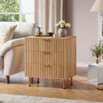 Fluted Modern Nightstand Chest of Drawers with Deep Storage