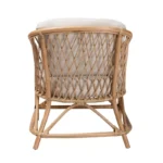Modern Bohemian White Fabric and Natural Brown Rattan Armchair - Image 3