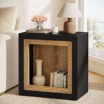 Wood End Table with Frame-Inspired Design – Black Top & Brown Frame - Image 2