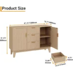 Modern Fluted Sideboard Buffet Cabinet with Drawers, Doors & Storage Shelves - Image 5