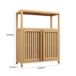 Freestanding Bamboo Sideboard Organizer with Two Doors & Divided Storage - Image 5