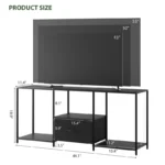 Media TV Console Table with Open Shelves and Fabric Drawer – Modern Stand for Up to 55-Inch TVs - Image 3