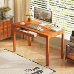Mid-Century Modern Wooden Desk with Two Drawers - Image 4