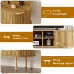 Wood Media Console Table with Storage and Sliding Door – TV Stand for Up to 55-Inch TVs - Image 2