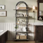5-Tier Arched Open Bookshelf – Tall Metal Frame Display Rack for Home & Office