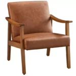 Modern Faux Leather Upholstered Armchair Accent Chair - Image 4