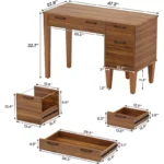 Wood Computer Desk with 3 Drawers - Image 4