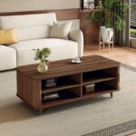 Sliding Door Storage Coffee Table with Spacious Interior, MDF Construction - Image 2